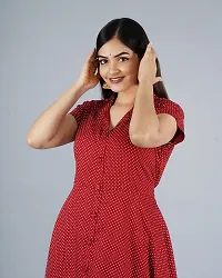 Short Kurti for Women Polka Print Pure Cotton A-line Kurta (Small, Polka Print Maroon Kurta)-thumb3