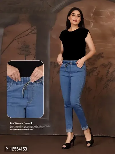 Classic Denim Lycra Solid Jeans for Women-thumb0