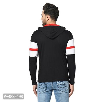 Men's Multicoloured Striped Cotton Hooded Tees-thumb4