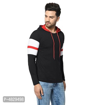 Men's Multicoloured Striped Cotton Hooded Tees-thumb5