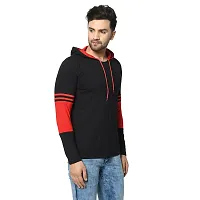 Men's Multicoloured Striped Cotton Hooded Tees-thumb4