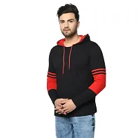 Men's Multicoloured Striped Cotton Hooded Tees-thumb1