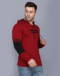 Men's Multicoloured Striped Cotton Hooded Tees-thumb1