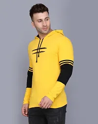 Men's Multicoloured Striped Cotton Hooded Tees-thumb4