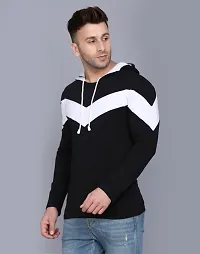 Men's Multicoloured Striped Cotton Hooded Tees-thumb4