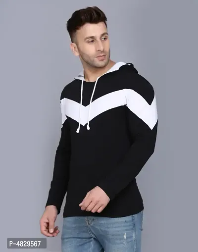 Men's Multicoloured Striped Cotton Hooded Tees-thumb5