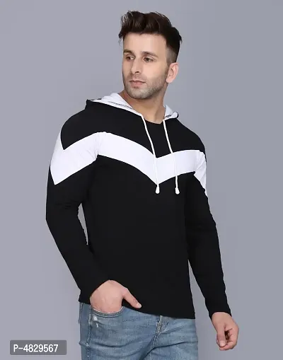 Men's Multicoloured Striped Cotton Hooded Tees-thumb2