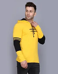 Men's Multicoloured Striped Cotton Hooded Tees-thumb1