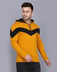 Men's Multicoloured Striped Cotton Hooded Tees-thumb1