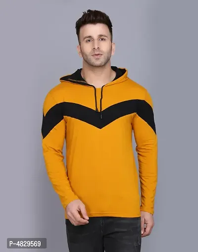 Men's Multicoloured Striped Cotton Hooded Tees-thumb0