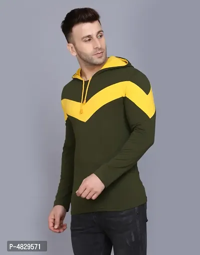 Men's Multicoloured Striped Cotton Hooded Tees-thumb5