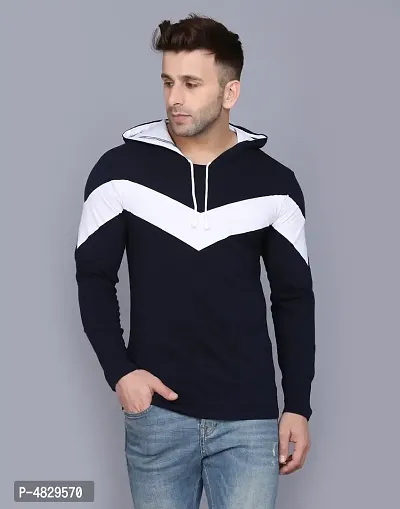 Men's Multicoloured Striped Cotton Hooded Tees