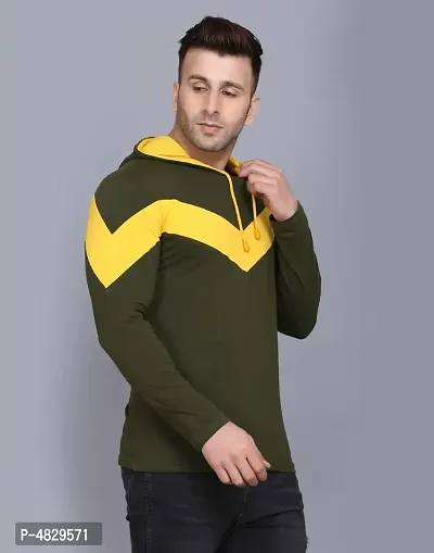 Men's Multicoloured Striped Cotton Hooded Tees-thumb2