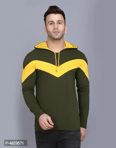 Men's Multicoloured Striped Cotton Hooded Tees-thumb0