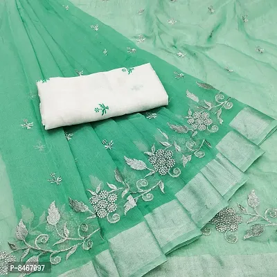 Beautiful Chanderi Cotton Printed Saree with Blouse piece-thumb0