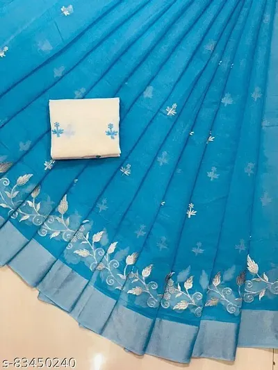 Stylish Chanderi Saree With Blouse Piece For Women