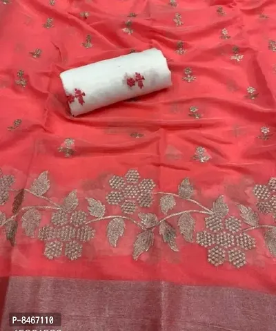 Beautiful Cotton Silk Embroidered Saree with Blouse piece