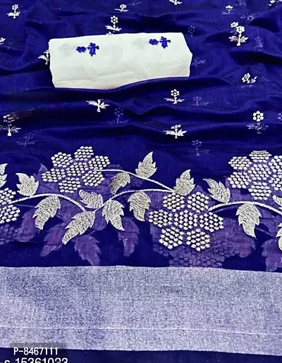 Beautiful Cotton Silk Embroidered Saree with Blouse piece