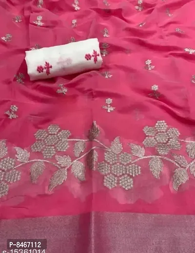 Beautiful Cotton Silk Embroidered Saree with Blouse piece