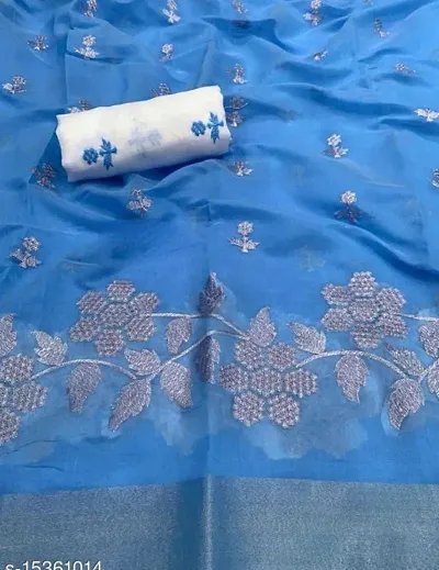 Cotton Silk Embroidered Sarees with Blouse Piece