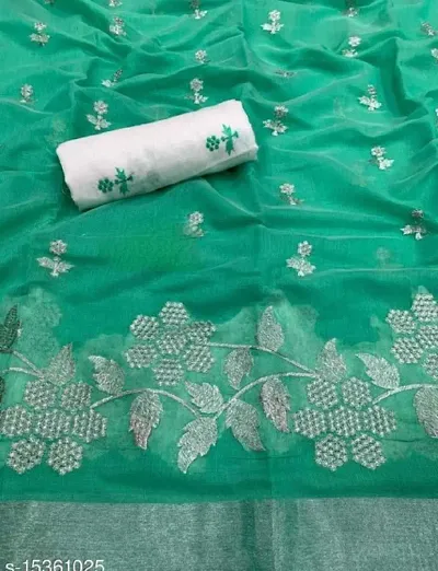 Cotton Silk Embroidered Sarees with Blouse Piece