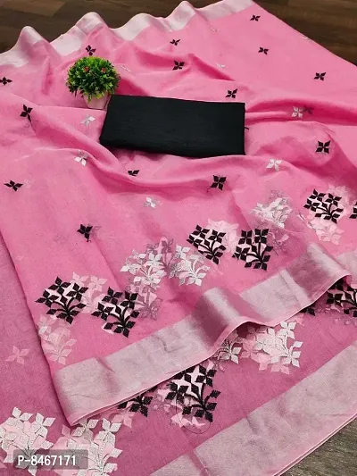 Beautiful Cotton Silk Embroidered Saree with Blouse piece