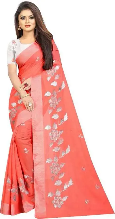 Beautiful Silk Embroidered Saree with Blouse piece