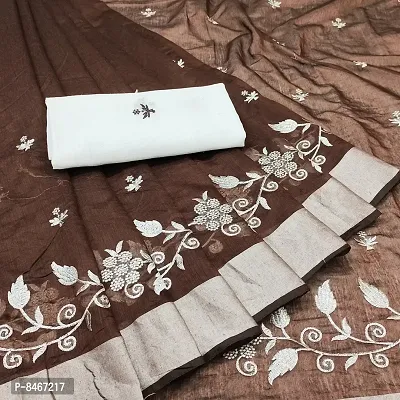Beautiful Chanderi Cotton Printed Saree with Blouse piece-thumb0