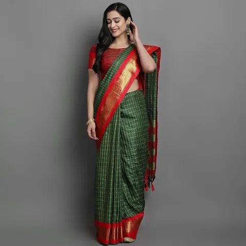 Checked Cotton Sarees with Blouse Piece