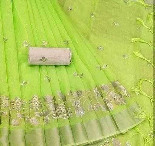 Stylish Chanderi Saree With Blouse Piece For Women