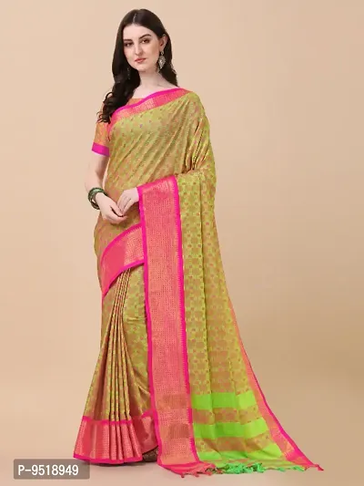 Beautiful Cotton Silk Jacquard Saree With Blouse Piece For Women