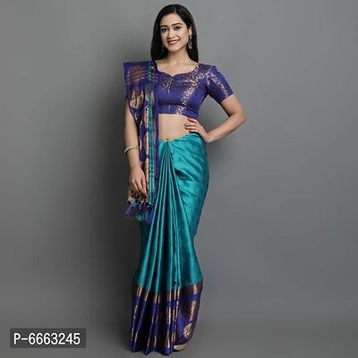 Elegant Cotton Silk Jacquard Saree With Blouse Piece For Women-thumb0