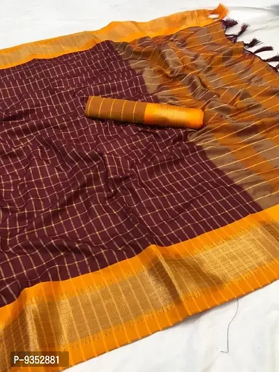 Beautiful Cotton Silk Checked Saree with Blouse piece-thumb0