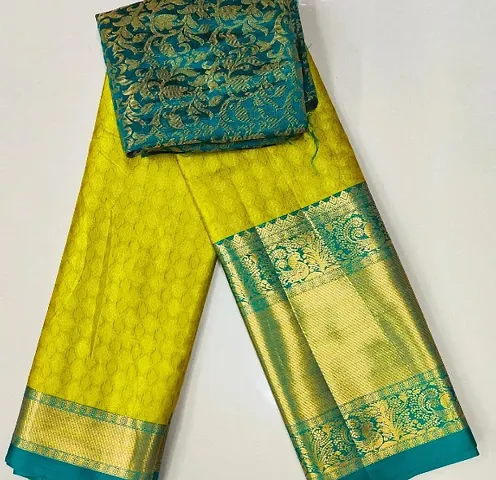 Elegant Silk Solid Saree With Blouse Piece For Women