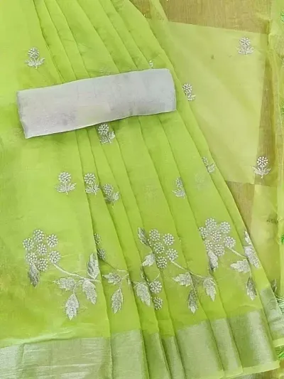 Attractive Cotton Embroidered Sarees with Blouse Piece