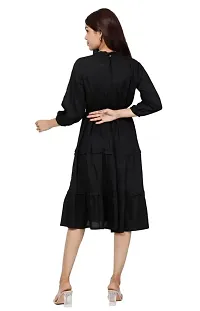 Shree Raas Solid Rayon A-line One Piece Dress Gown Dress for Women Black-thumb3