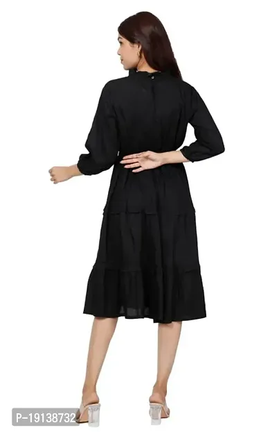 Shree Raas Solid Rayon A-line One Piece Dress Gown Dress for Women Black-thumb4
