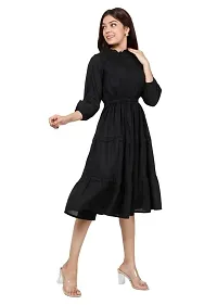 Shree Raas Solid Rayon A-line One Piece Dress Gown Dress for Women Black-thumb2
