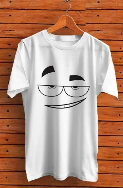 CSK Store Smiley Face and Eye Glasses Wear Design Round Neck T-Shirt for Men