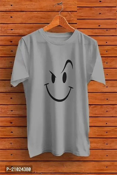 Stylish Grey Polyester Printed Tees For Men-thumb0