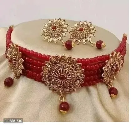 Stylish Maroon Alloy  Jewellery Set For Women