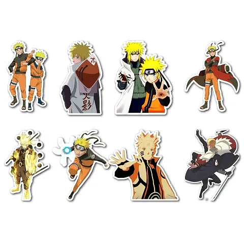 Anime Character Naruto Classic Sticker Decals - Pack of 08 (Vinyl Stickers,Multipurpose use for Walls,Suitcase,Laptop,Helmet,Bicycle,MacBook,Door,Cupboard,Cars,Bikes,notebooks,Journal,Aapki Marzi)