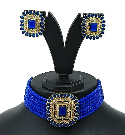 Trendy Alloy Beads Pearl Choker Jewellery Sets