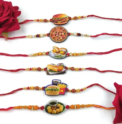 UNIQUE FOOD MDF RAKHI COMBO SET OF RAKHI FOR KIDS