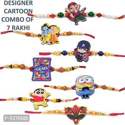 DESIGNER CARTOON RAKHI COMBO SET OF 7 RAKHI FOR KIDS