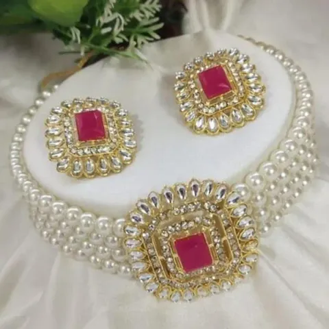 Pearl Kundan Layered Choker Sets