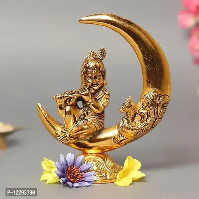 WORLD OF CRAFT Moon Krishna Idol Statue For Home And Office Decorative Showpiece Religious Gift Articles.