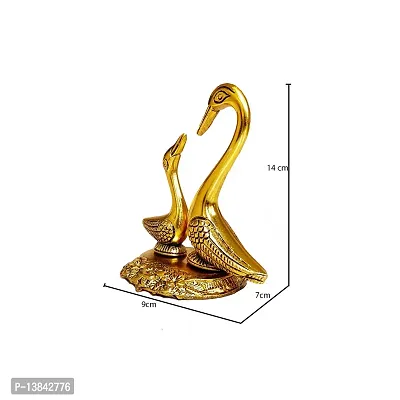WORLD OF CRAFT Swan Pair Decorative Showpiece | Duck Set Statue for Home Table Office Desk Decoration | Gift for him her Couple Anniversary Birthday Valentine Decorative Showpiece Metal, Gold-thumb2