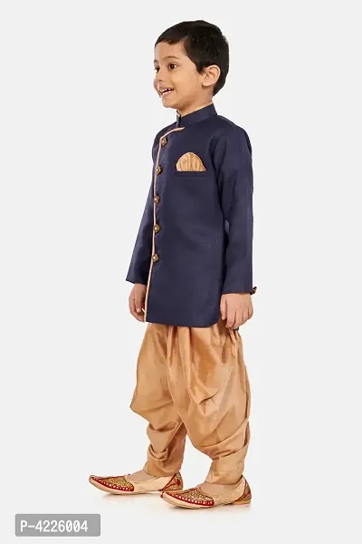 Trendy Cotton Blend Sherwani and Dhoti Set For Boys-thumb2