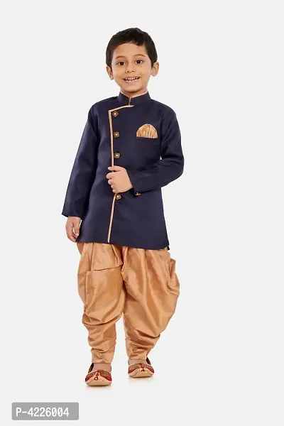 Trendy Cotton Blend Sherwani and Dhoti Set For Boys-thumb0